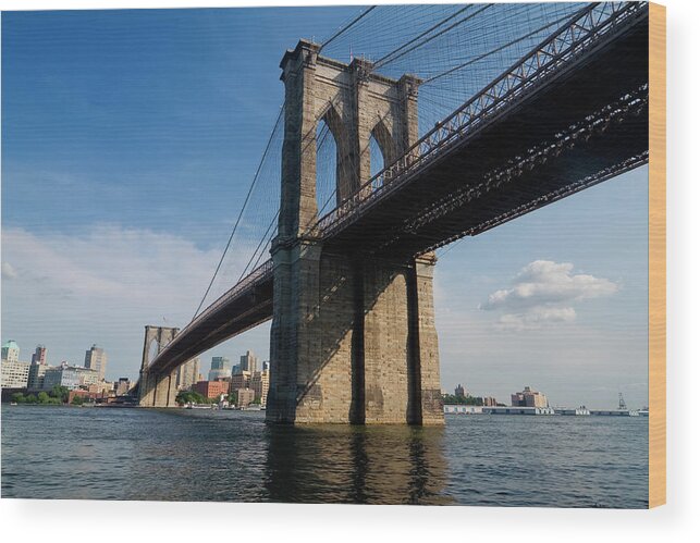 Scenics Wood Print featuring the photograph Brooklyn Bridge New York And East River by Lingbeek