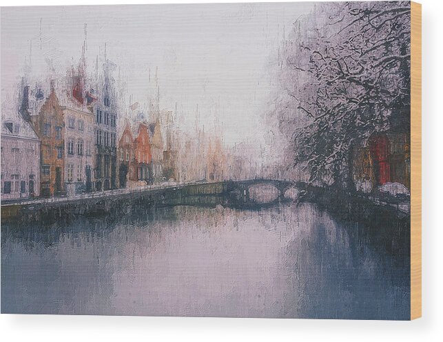 Belgium Wood Print featuring the painting Bruges, Belgium - 14 by AM FineArtPrints