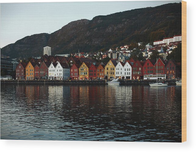 Tranquility Wood Print featuring the photograph Bryggen by Alexander Kuzmin Photography