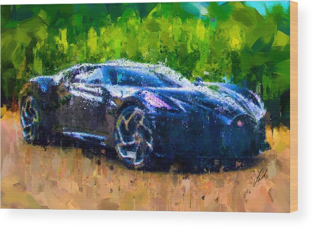 Impressionism Wood Print featuring the painting Bugatti La Voiture Noire by Vart Studio