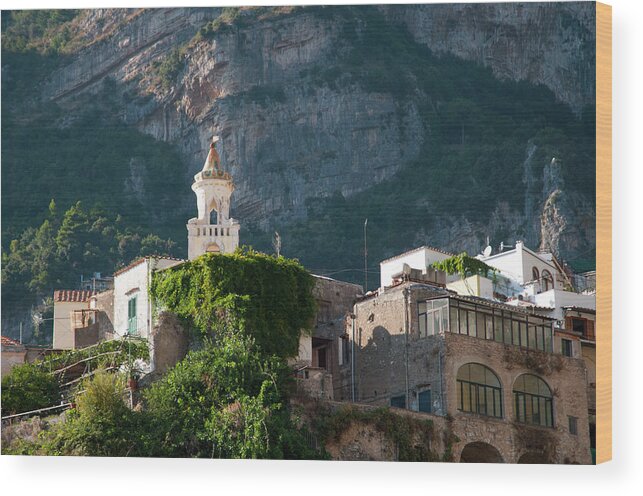 Tranquility Wood Print featuring the photograph Buildigngs On The Edge Of The Amalfi by Stuart Mccall