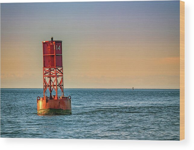 Buoy Wood Print featuring the photograph Buoy on Casco Bay by Rick Berk