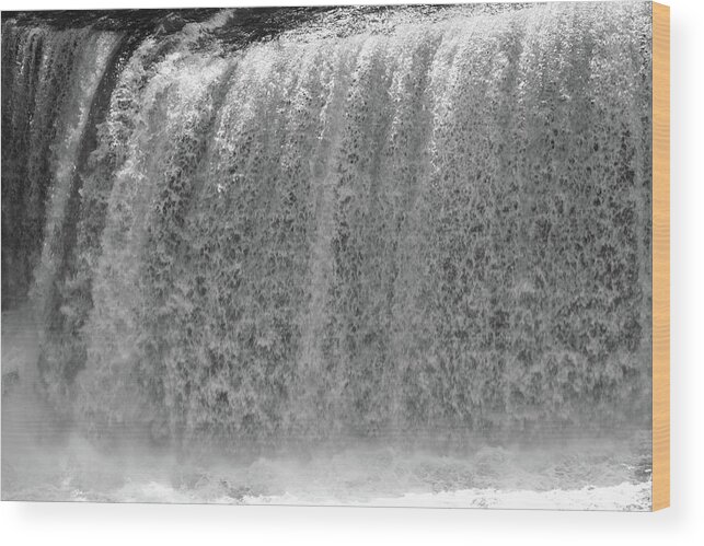 Waterfall Wood Print featuring the photograph BW Raging Waterfall by Mary Anne Delgado