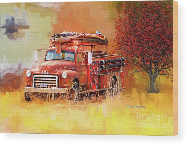 Fire Trucks Wood Print featuring the photograph Caca0002-18 by Randy Harris