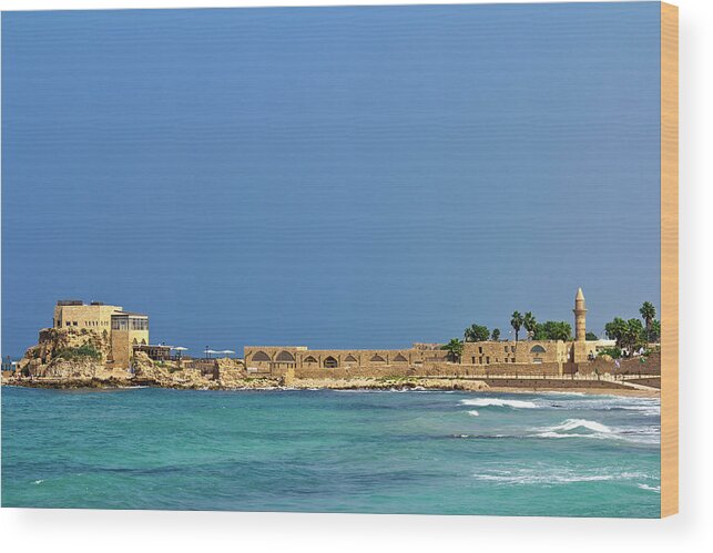 Water's Edge Wood Print featuring the photograph Caesarea´s National Park In Israel by Luoman