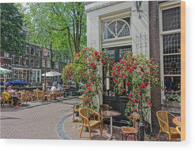 Cafe Wood Print featuring the photograph Cafe t'Smalle Amsterdam by Patricia Caron