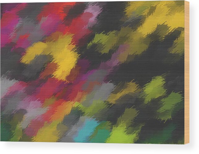 Camouflage Splash Painting Abstract In Red Black Yellow Green Blue Pink  Wood Print