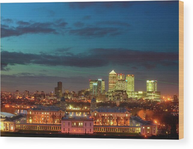 England Wood Print featuring the photograph Canary Wharf With Queens House And Old by Lonely Planet