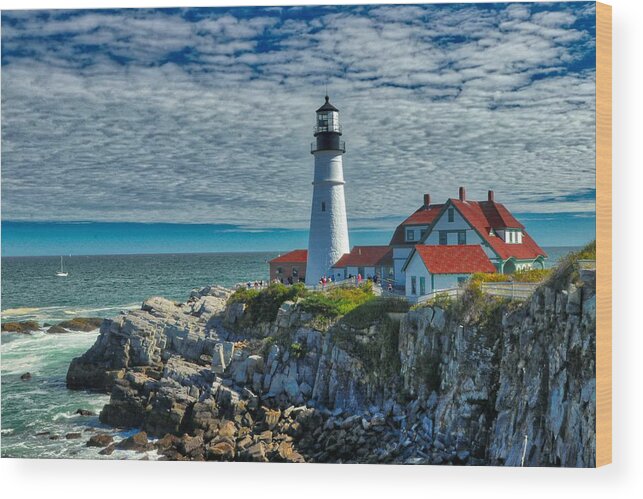 Maine Wood Print featuring the photograph Cape Elizabeth Lighthouse by Dana Foreman