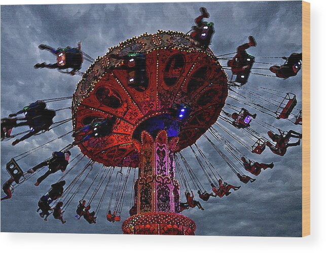 Carnival Ride Wood Print featuring the photograph Carney #2 by Neil Pankler