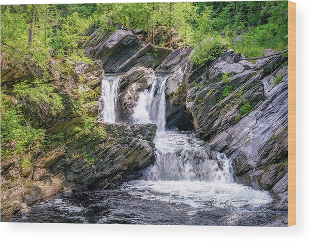 Landscape Wood Print featuring the photograph Cascading Falls in Vermont by Mike Whalen