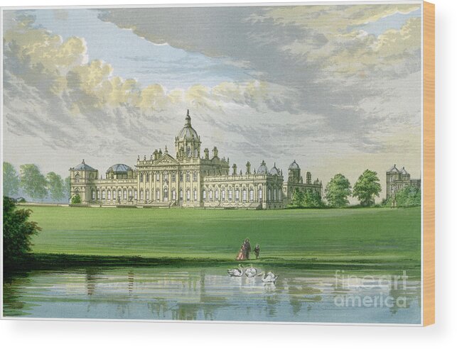 Engraving Wood Print featuring the drawing Castle Howard, Yorkshire, Home by Print Collector