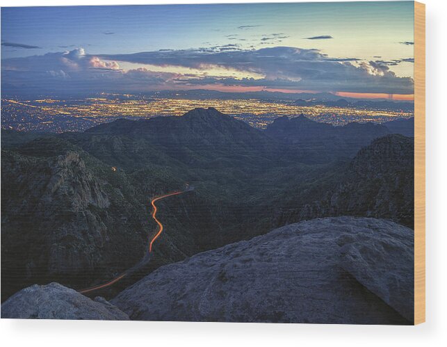 Tucson Wood Print featuring the photograph Catalina Highway and Tucson by Chance Kafka