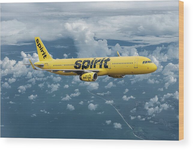 Spirit Airlines Wood Print featuring the mixed media Catch the Spirit by Erik Simonsen