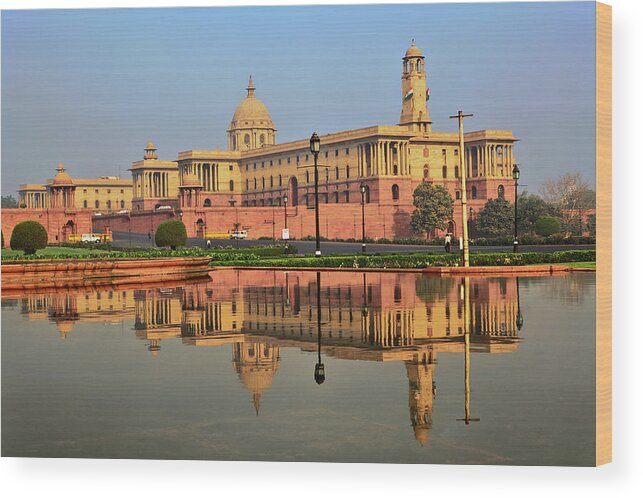 Haryana Wood Print featuring the photograph Central Secretariat On Raisina Hill by Adam Jones
