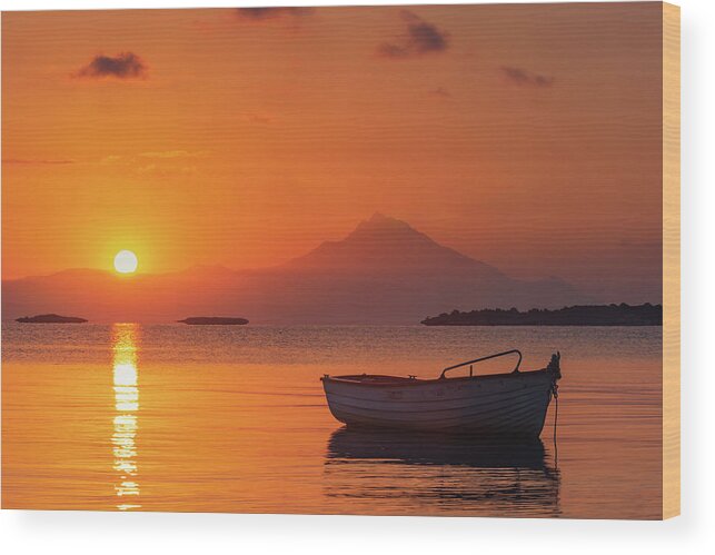 Aegean Sea Wood Print featuring the photograph Chalkidiki Sunrise by Evgeni Dinev
