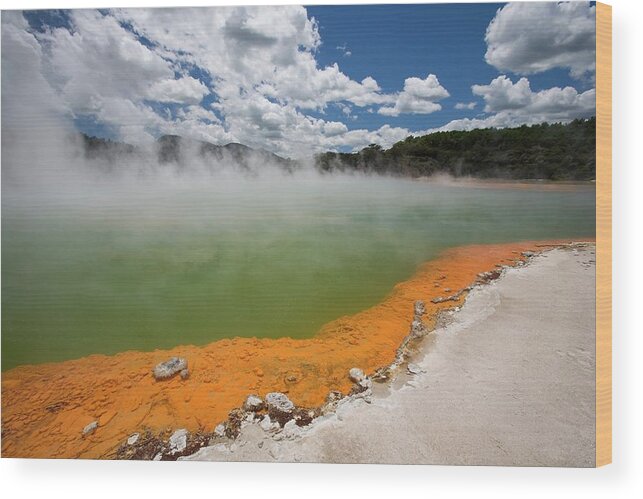 Scenics Wood Print featuring the photograph Champagne Pool At Geothermal Site by Design Pics