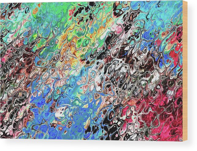 Chaos Wood Print featuring the digital art Chaos Abstraction Bright by Don Northup