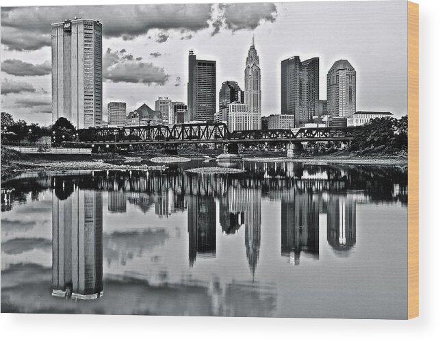 Columbus Wood Print featuring the photograph Charcoal Columbus Mirror Image by Frozen in Time Fine Art Photography
