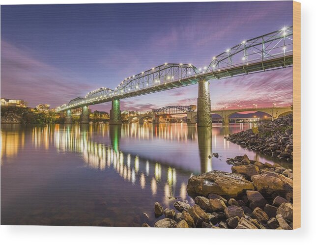 Landscape Wood Print featuring the photograph Chattanooga, Tennessee, Usa River by Sean Pavone