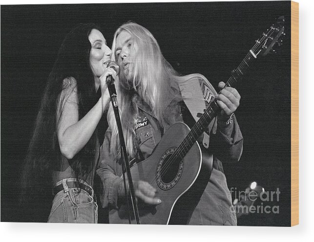 Rock Music Wood Print featuring the photograph Cher & Gregg Allman Sing Onstage by Bettmann