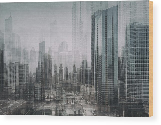 Chicago Wood Print featuring the photograph Chicago Blue by Roswitha Schleicher-schwarz