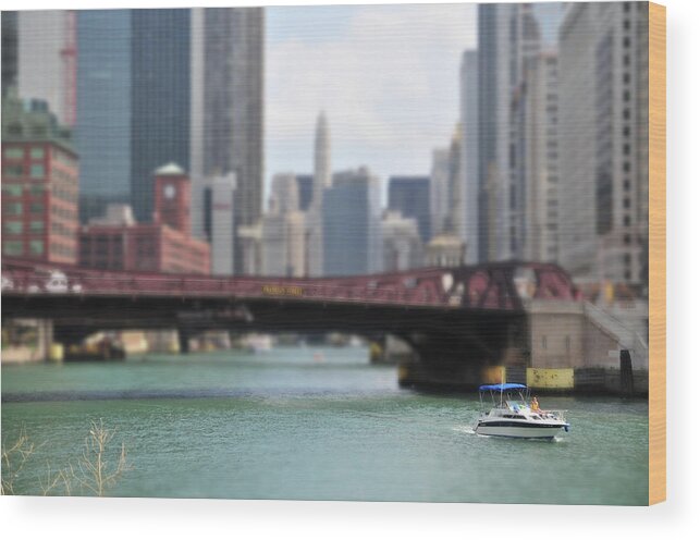Motorboat Wood Print featuring the photograph Chicago River Boat Ride by ~ Jrae ~