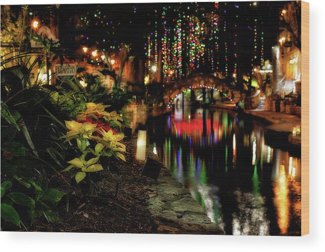 San Antonio Wood Print featuring the photograph Christmas on the Riverwalk - San Antonio by Jason Politte