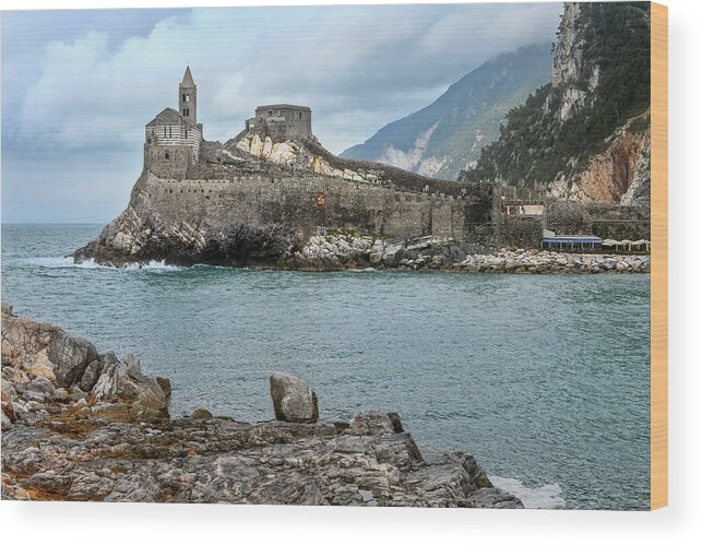 Joan Carroll Wood Print featuring the photograph Church of St Peter Portovenere Italy by Joan Carroll