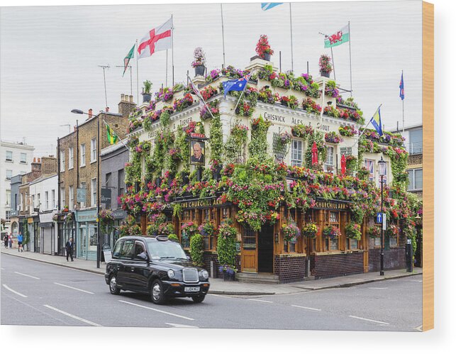 Estock Wood Print featuring the digital art Churchill Arms Pub, London, England by Andrea Armellin