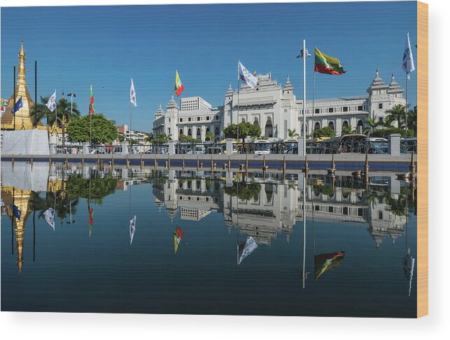 City Hall Wood Print featuring the photograph City Hall in Yangon, Myanmar by Ann Moore