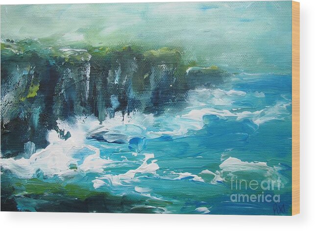 Moher Wood Print featuring the painting Painting Of Cliffs Of Moher Clare Ireland Www.pixi-art.com by Mary Cahalan Lee - aka PIXI