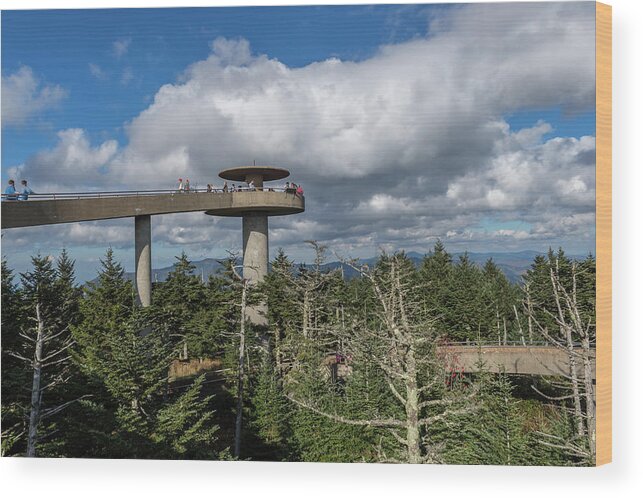 Clouds Wood Print featuring the photograph Clingman's Dome by Joe Leone