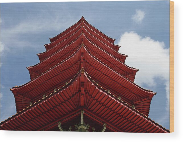 Chinese Culture Wood Print featuring the photograph Close Up Of Pagoda Roof by Asia Images