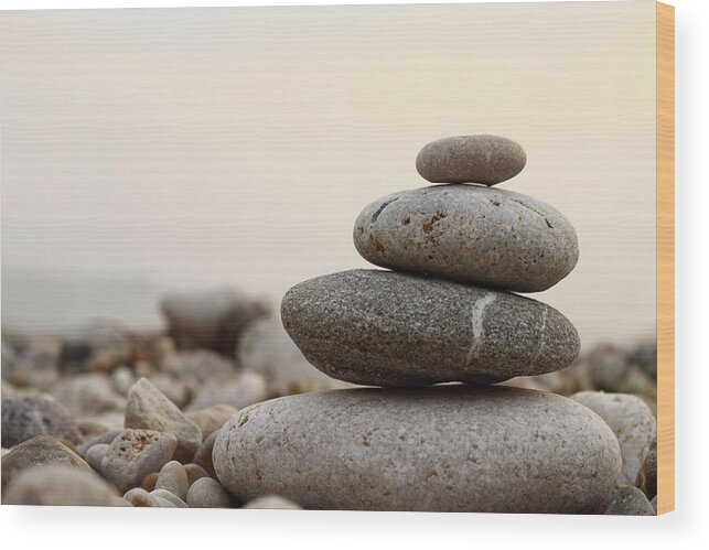 Art Wood Print featuring the photograph Close-up Picture Of Zen Stones by Oonal
