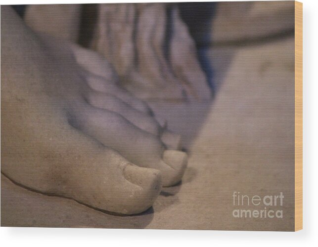 Marble Statue Wood Print featuring the photograph Closeup of Aphrodites Toes in Marble 1st Century AD by Colleen Cornelius