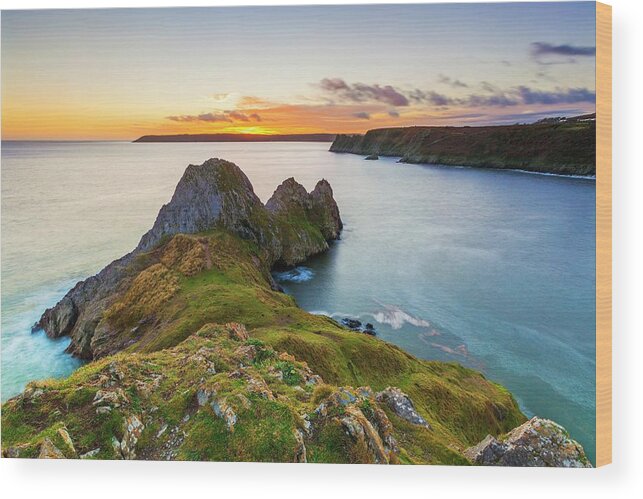 Estock Wood Print featuring the digital art Coastline With Cliffs by Billy Stock