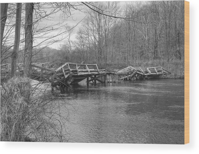 Waterloo Village Wood Print featuring the photograph Collapsed Bridge at Waterloo Village by Christopher Lotito