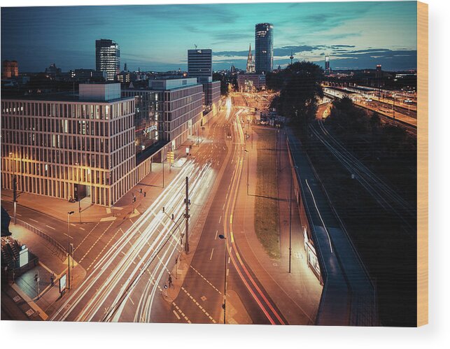 North Rhine Westphalia Wood Print featuring the photograph Cologne Deutz After Sunset by Vjdora