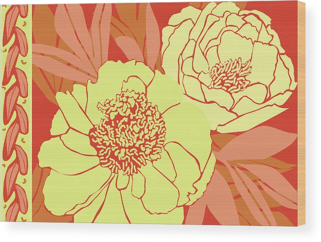Peonies Wood Print featuring the mixed media Color Bouquet II by Art Licensing Studio