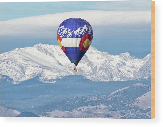 Balloon Wood Print featuring the photograph Colorado Hot Air Balloon Mimics the Mountains by Tony Hake
