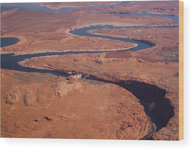 Tranquility Wood Print featuring the photograph Colorado River And Glen Canyon Dam by Raquel Lonas