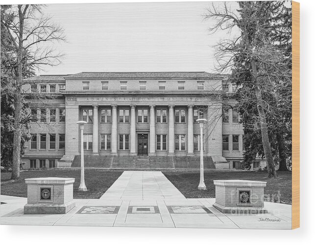 Colorado State University Wood Print featuring the photograph Colorado State University Administration Building by University Icons