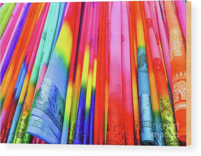 Material Wood Print featuring the photograph Colorful Saree Sari Background by Surangaw