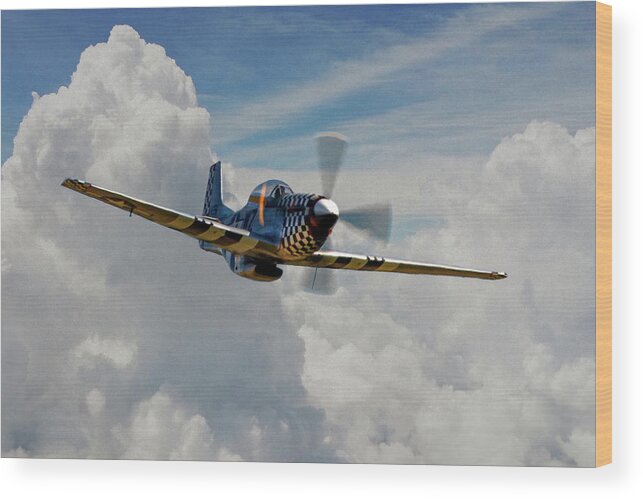 North American Tf51d Mustang ‘contrary Mary’ Training Version Of The Legendary North American P-51 Mustang. Digital Painting Wood Print featuring the digital art Contrary Mary - P51 Mustang by Airpower Art