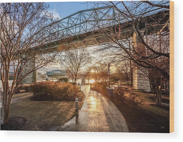 Cooldige Park Wood Print featuring the photograph Coolidge Park Path At Sunset by Steven Llorca