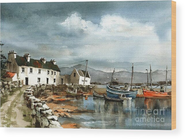 Achill Wood Print featuring the painting Corraun Harbour, Co. Mayo by Val Byrne