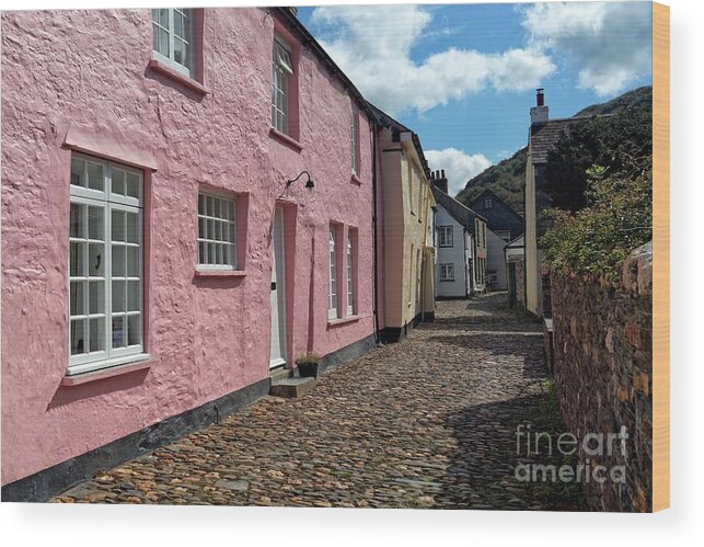 Boscastle Wood Print featuring the photograph Cottages and Cobbles at Boscastle, Cornwall by David Birchall