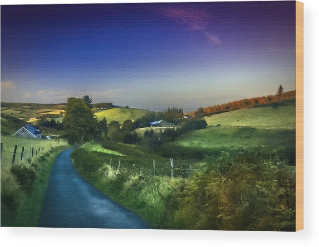 Landscape Wood Print featuring the painting Countryside near Dublin Ireland by Dean Wittle