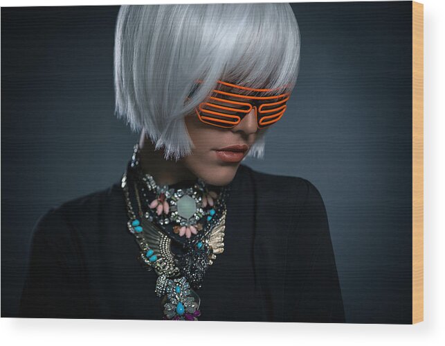 Potrait Wood Print featuring the photograph Cyber Girl by Thomas Schrder